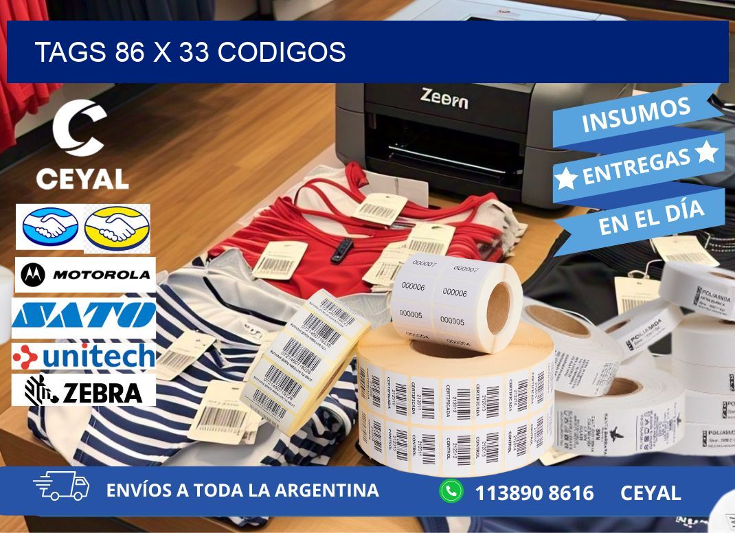 tags 86 x 33 codigos