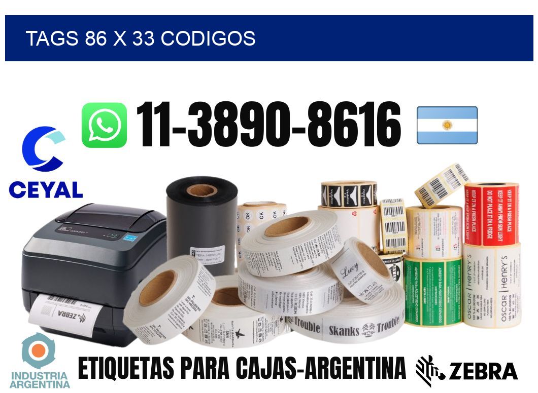 tags 86 x 33 codigos