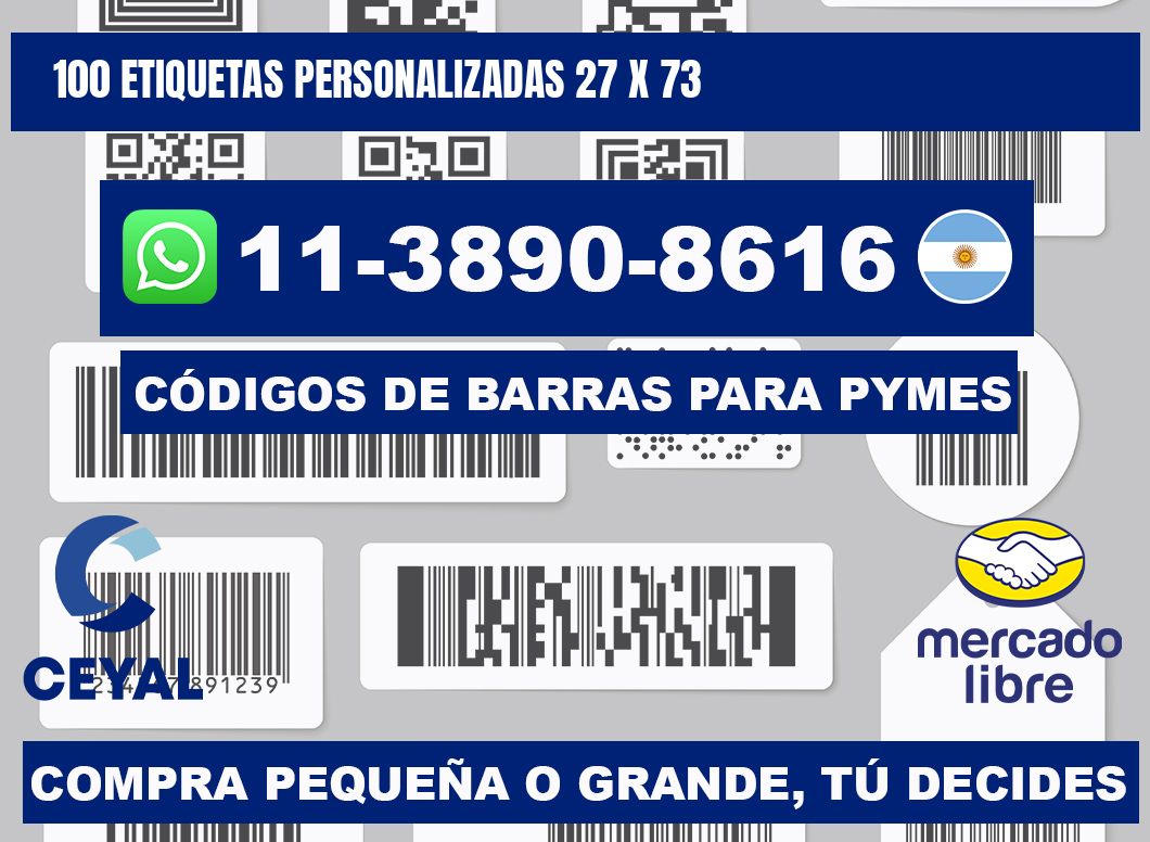 100 ETIQUETAS PERSONALIZADAS 27 x 73