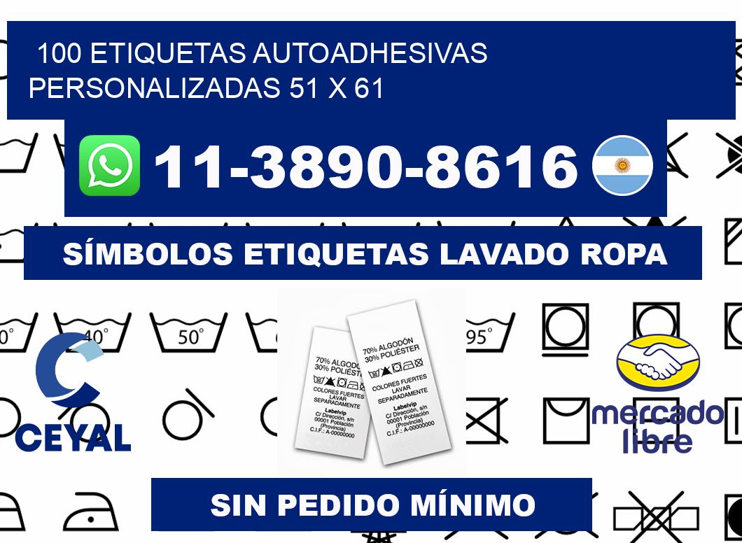 100 Etiquetas autoadhesivas personalizadas 51 x 61