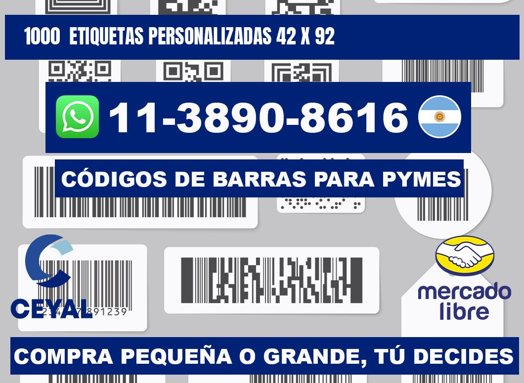 1000 ETIQUETAS PERSONALIZADAS 42 x 92