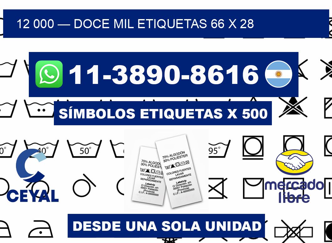 12 000 — doce mil etiquetas 66 x 28