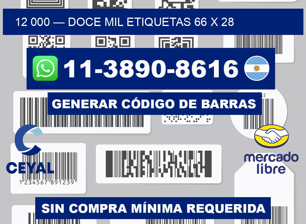 12 000 — doce mil etiquetas 66 x 28