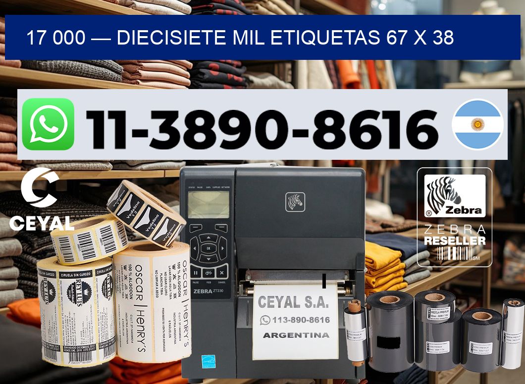 17 000 — diecisiete mil etiquetas 67 x 38