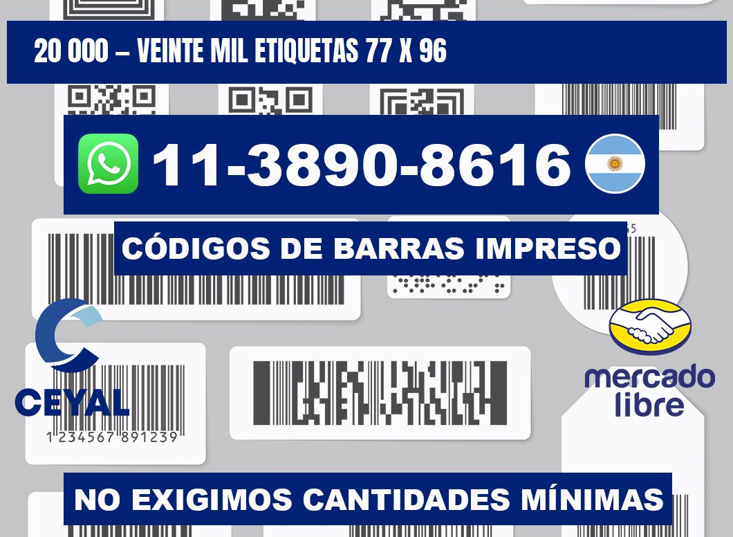 20 000 — veinte mil etiquetas 77 x 96