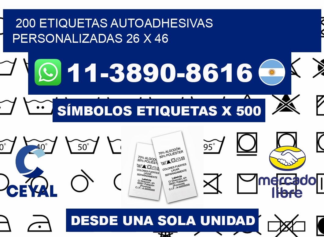 200 Etiquetas autoadhesivas personalizadas 26 x 46