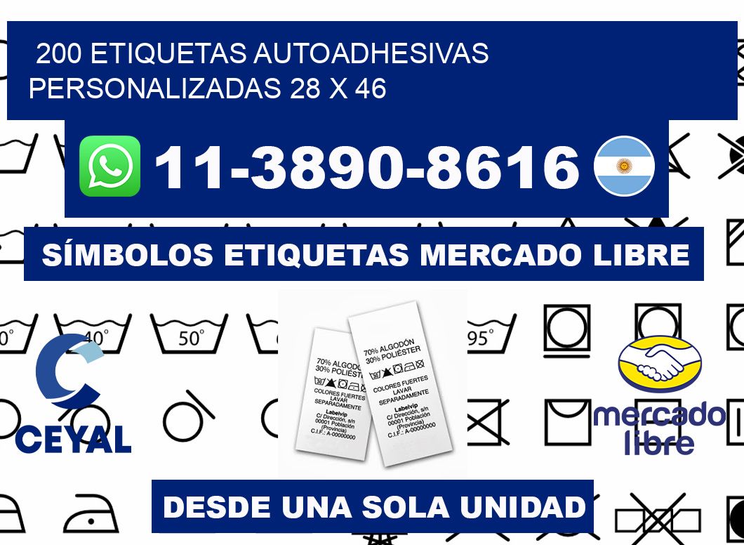 200 Etiquetas autoadhesivas personalizadas 28 x 46