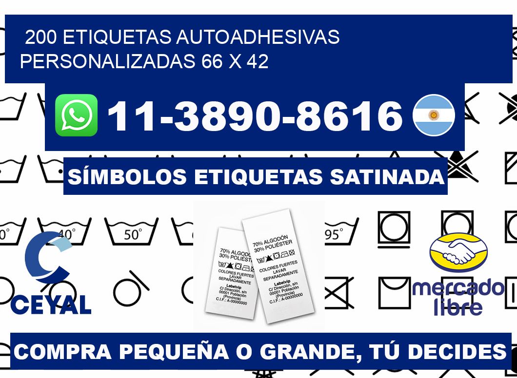200 Etiquetas autoadhesivas personalizadas 66 x 42
