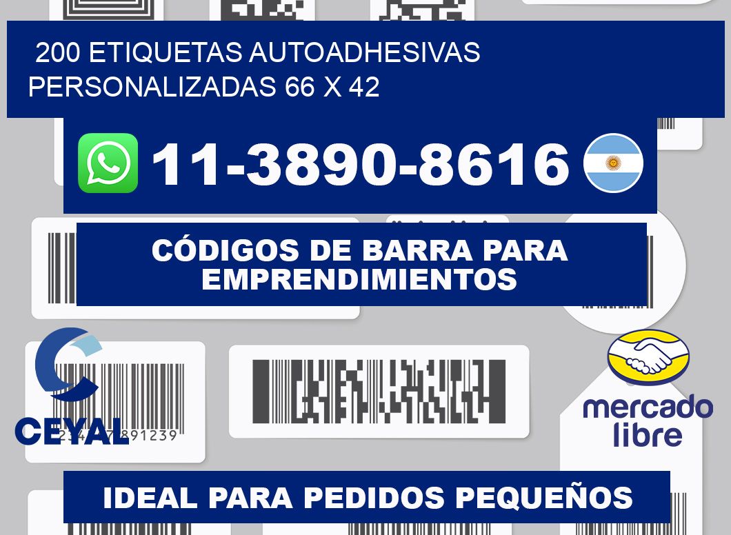 200 Etiquetas autoadhesivas personalizadas 66 x 42