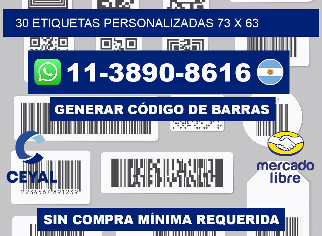 30 ETIQUETAS PERSONALIZADAS 73 x 63