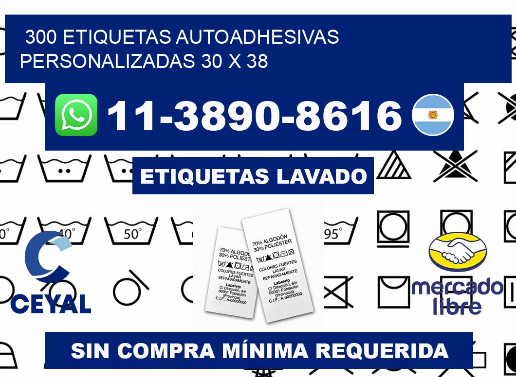 300 Etiquetas autoadhesivas personalizadas 30 x 38