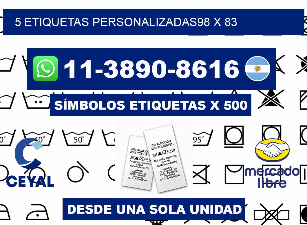 5 ETIQUETAS PERSONALIZADAS98 x 83