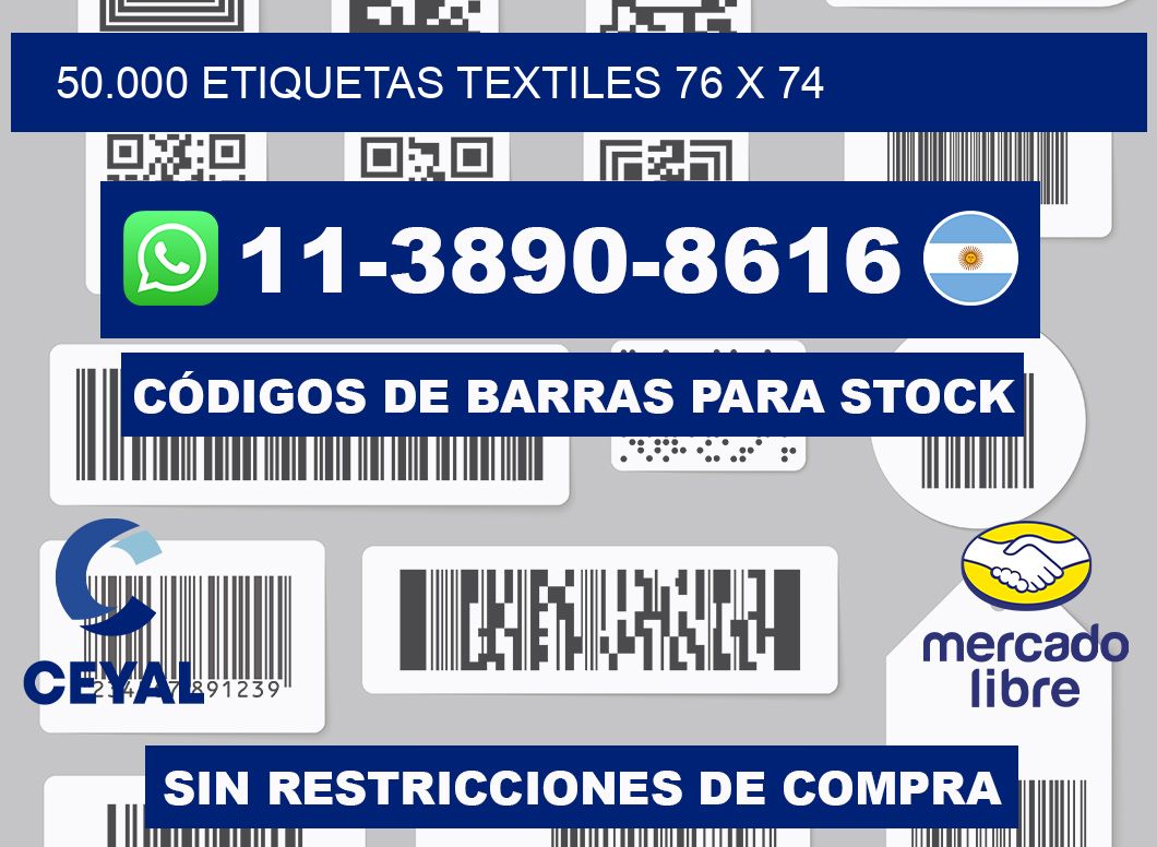 50.000 ETIQUETAS TEXTILES 76 x 74
