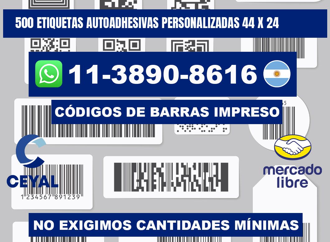 500 Etiquetas autoadhesivas personalizadas 44 x 24