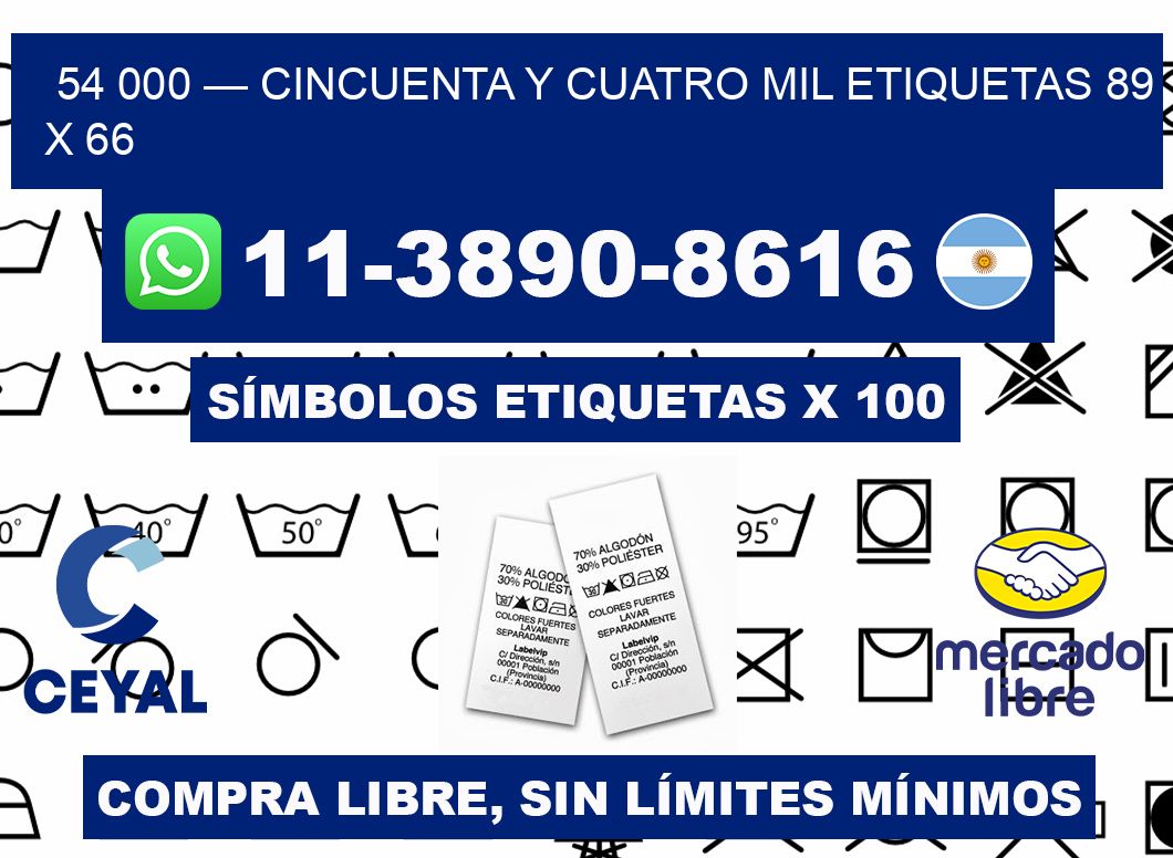 54 000 — cincuenta y cuatro mil etiquetas 89 x 66