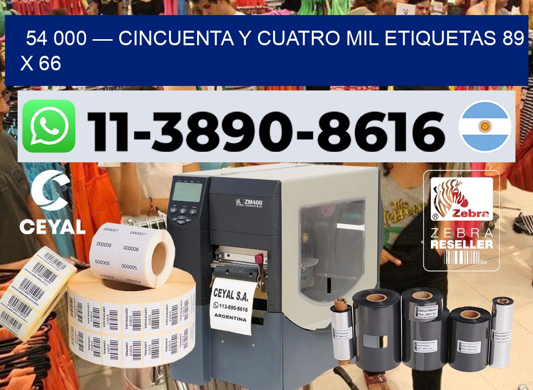 54 000 — cincuenta y cuatro mil etiquetas 89 x 66