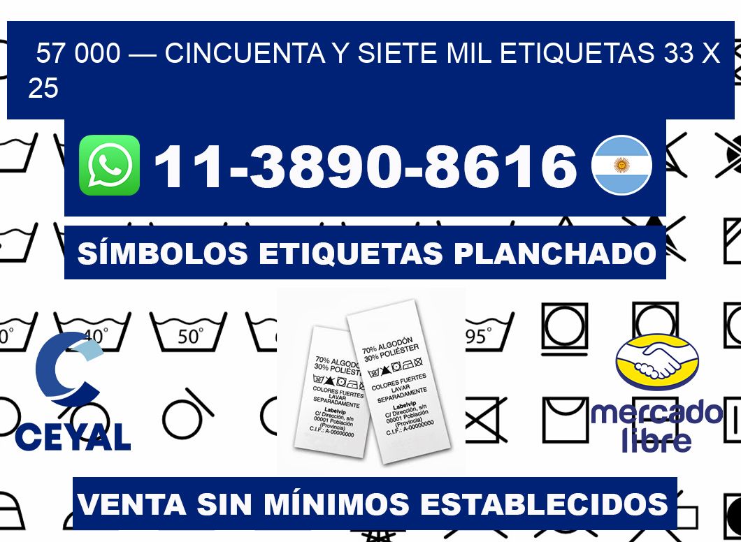 57 000 — cincuenta y siete mil etiquetas 33 x 25