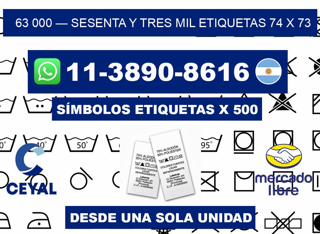 63 000 — sesenta y tres mil etiquetas 74 x 73