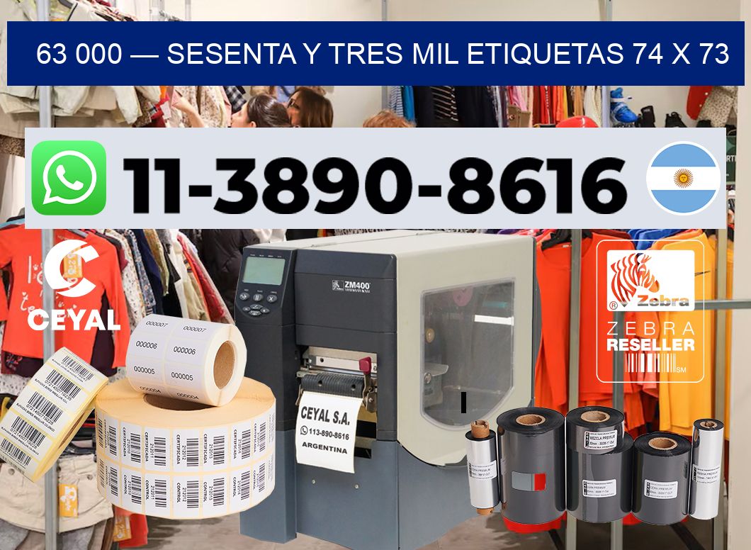 63 000 — sesenta y tres mil etiquetas 74 x 73