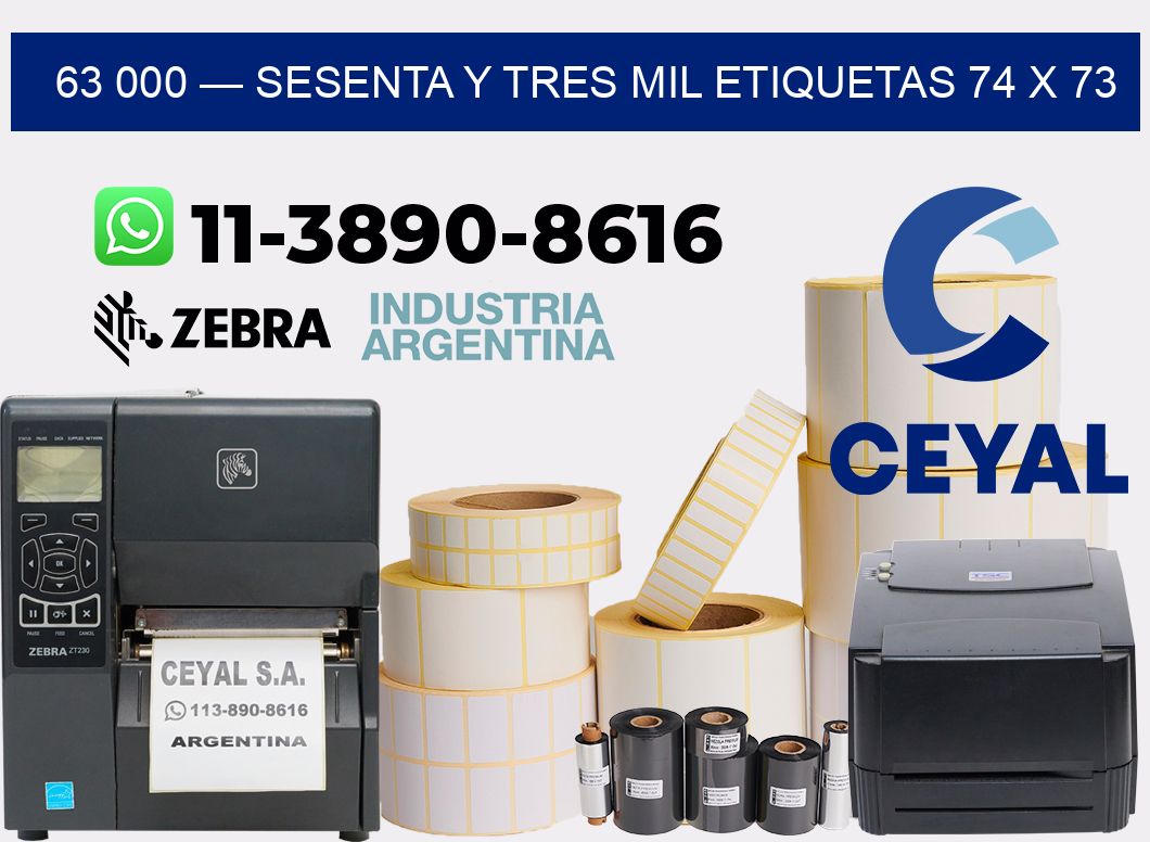 63 000 — sesenta y tres mil etiquetas 74 x 73