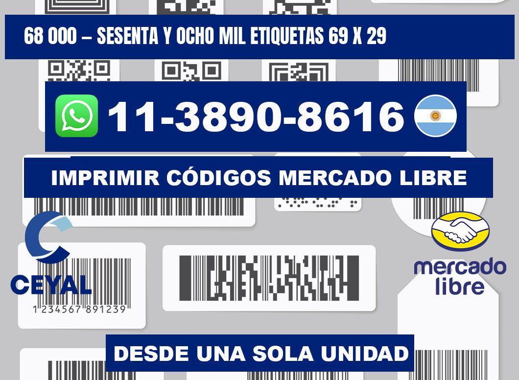 68 000 — sesenta y ocho mil etiquetas 69 x 29