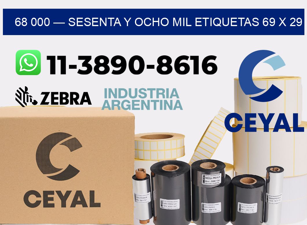 68 000 — sesenta y ocho mil etiquetas 69 x 29