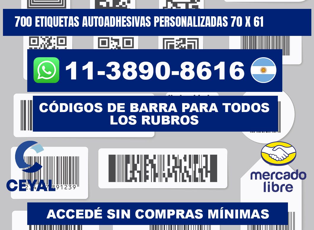 700 Etiquetas autoadhesivas personalizadas 70 x 61