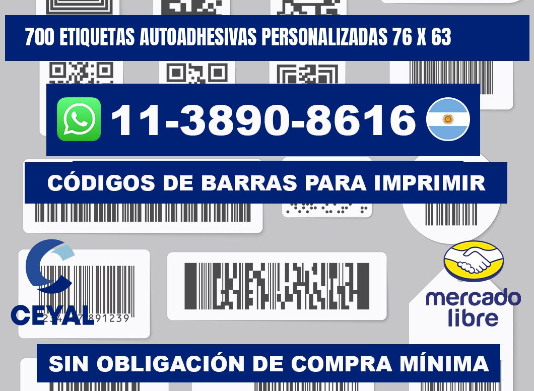 700 Etiquetas autoadhesivas personalizadas 76 x 63