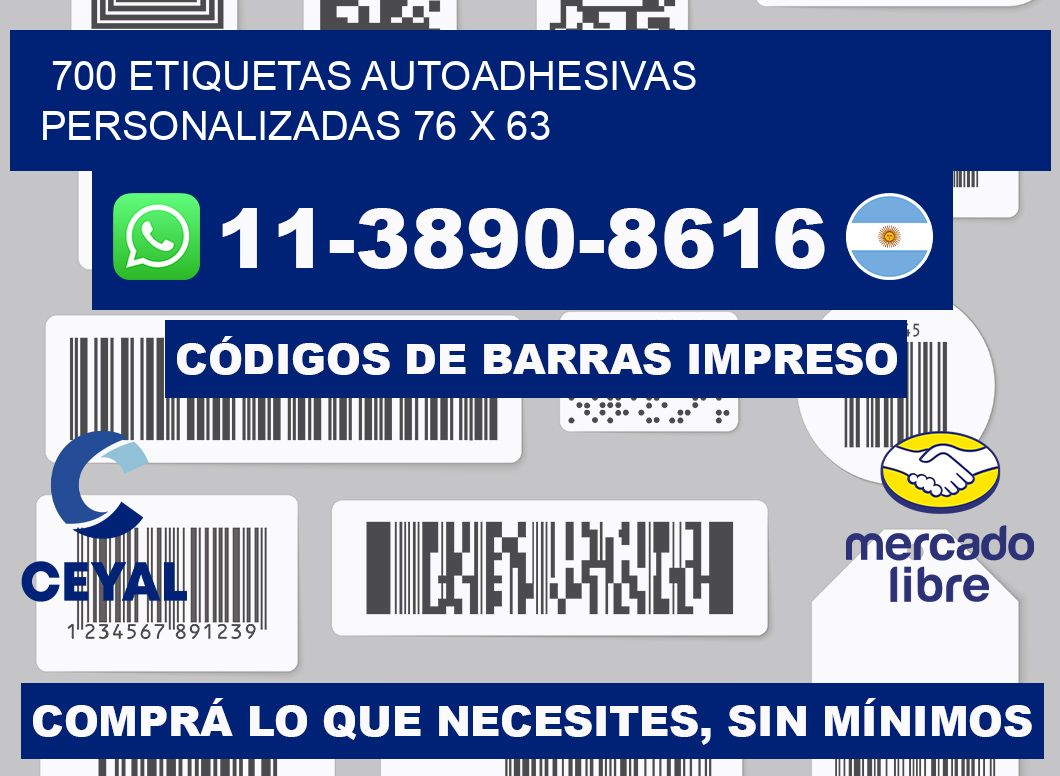 700 Etiquetas autoadhesivas personalizadas 76 x 63