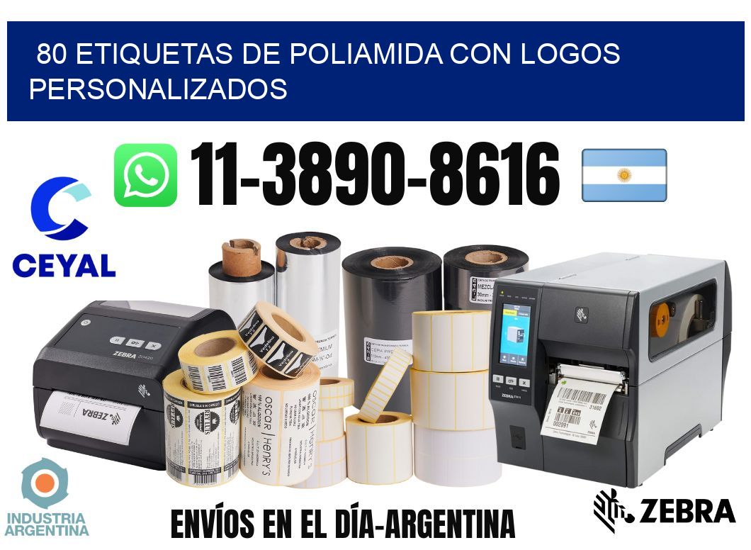 80 Etiquetas de poliamida con logos personalizados