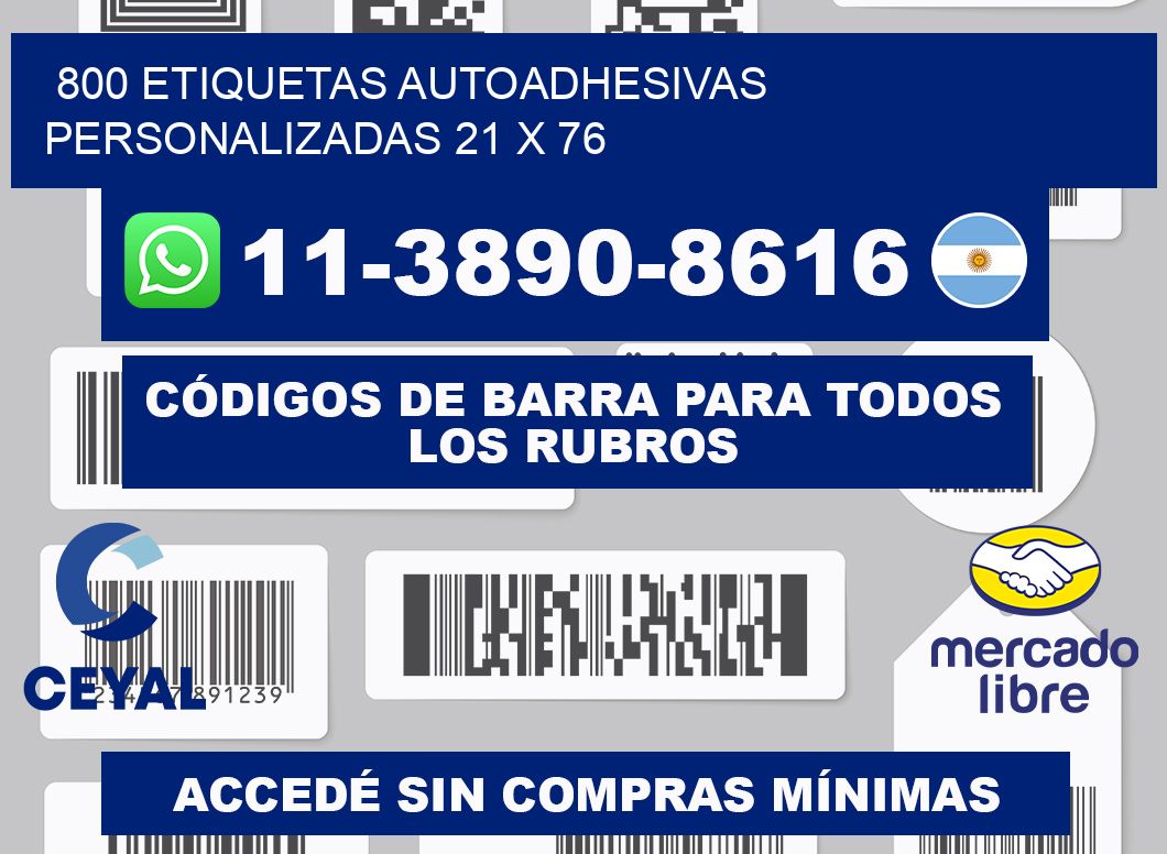 800 Etiquetas autoadhesivas personalizadas 21 x 76