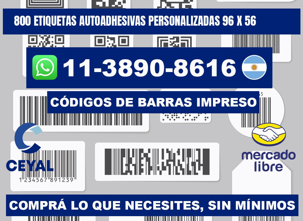 800 Etiquetas autoadhesivas personalizadas 96 x 56