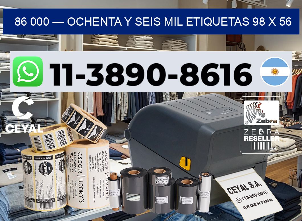 86 000 — ochenta y seis mil etiquetas 98 x 56