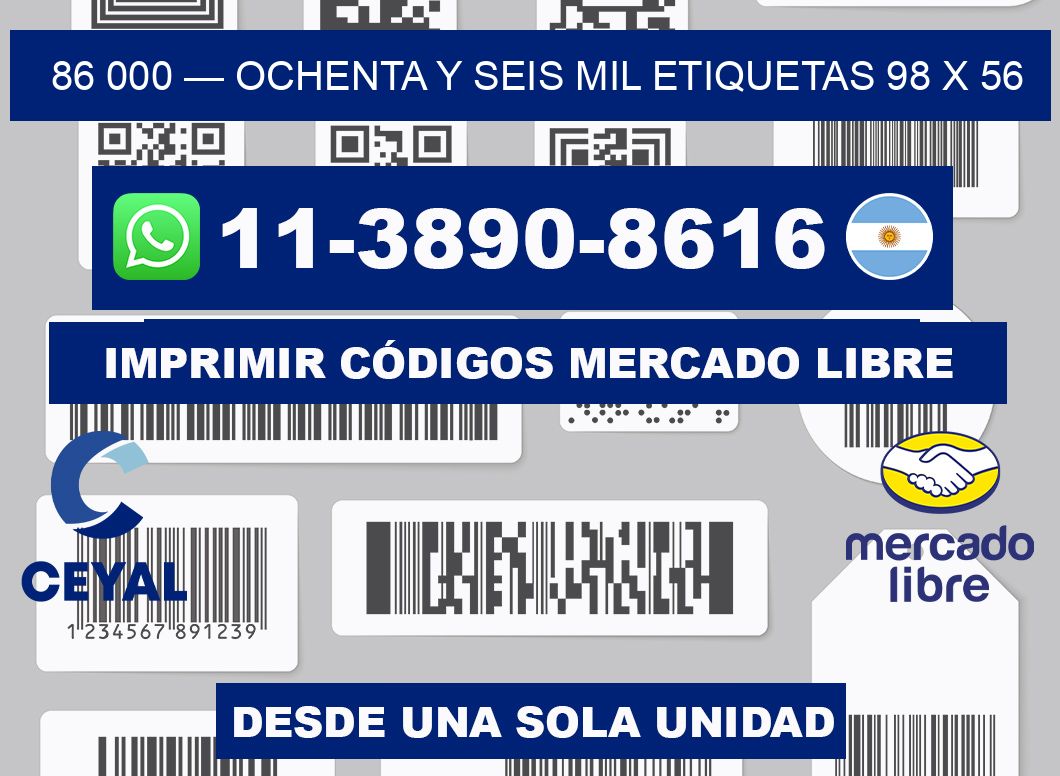 86 000 — ochenta y seis mil etiquetas 98 x 56