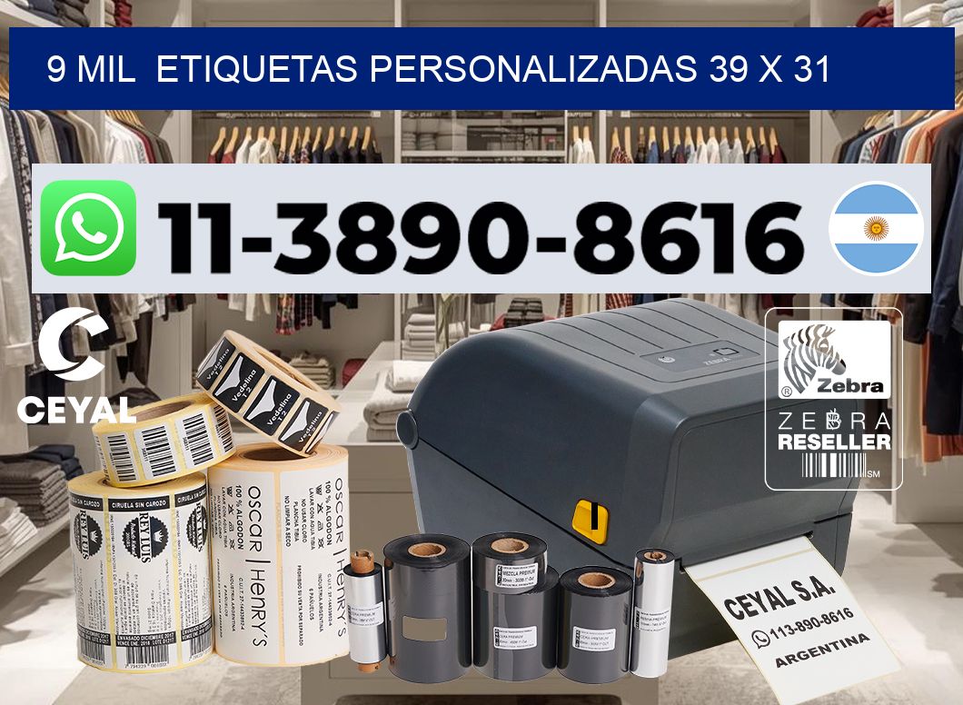 9 mil  etiquetas personalizadas 39 x 31