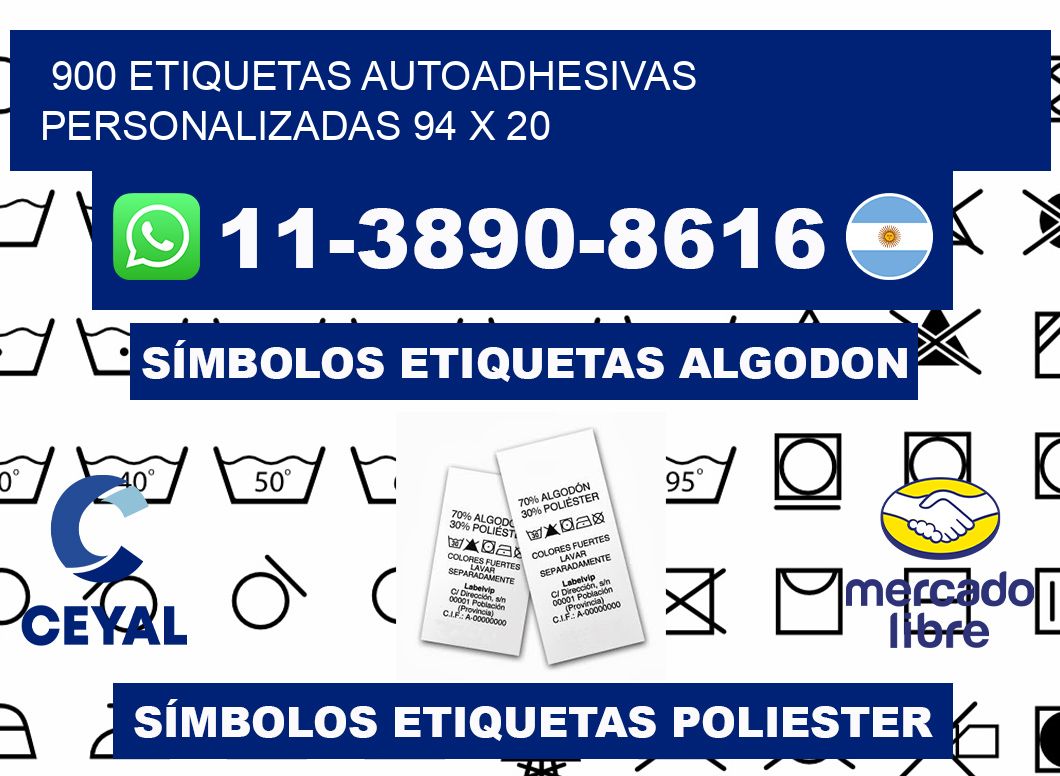 900 Etiquetas autoadhesivas personalizadas 94 x 20