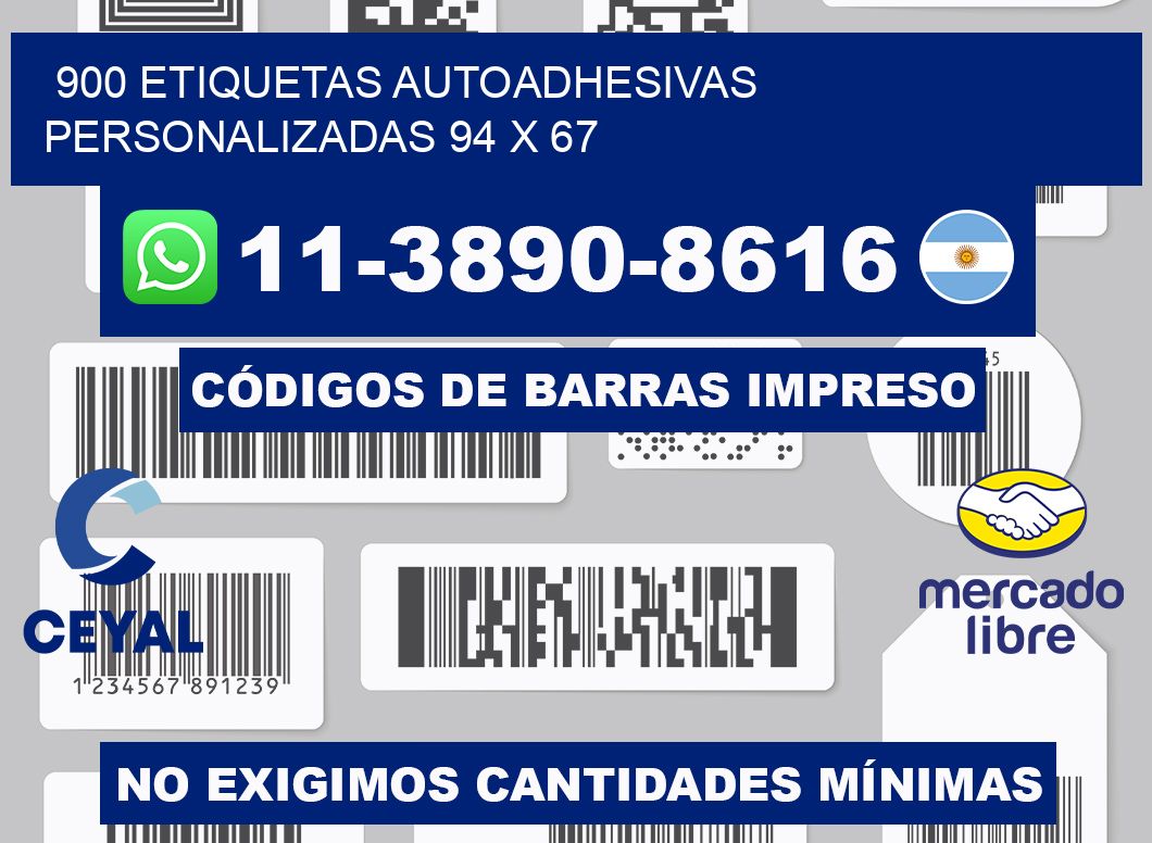 900 Etiquetas autoadhesivas personalizadas 94 x 67