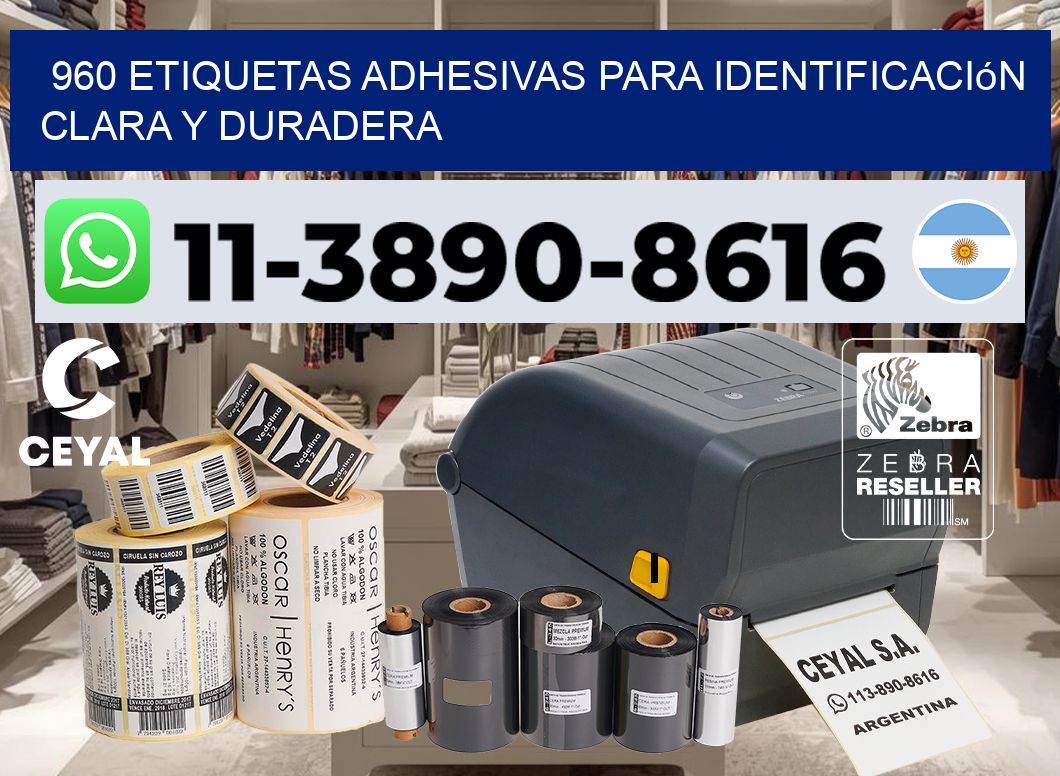 960 Etiquetas adhesivas para identificación clara y duradera