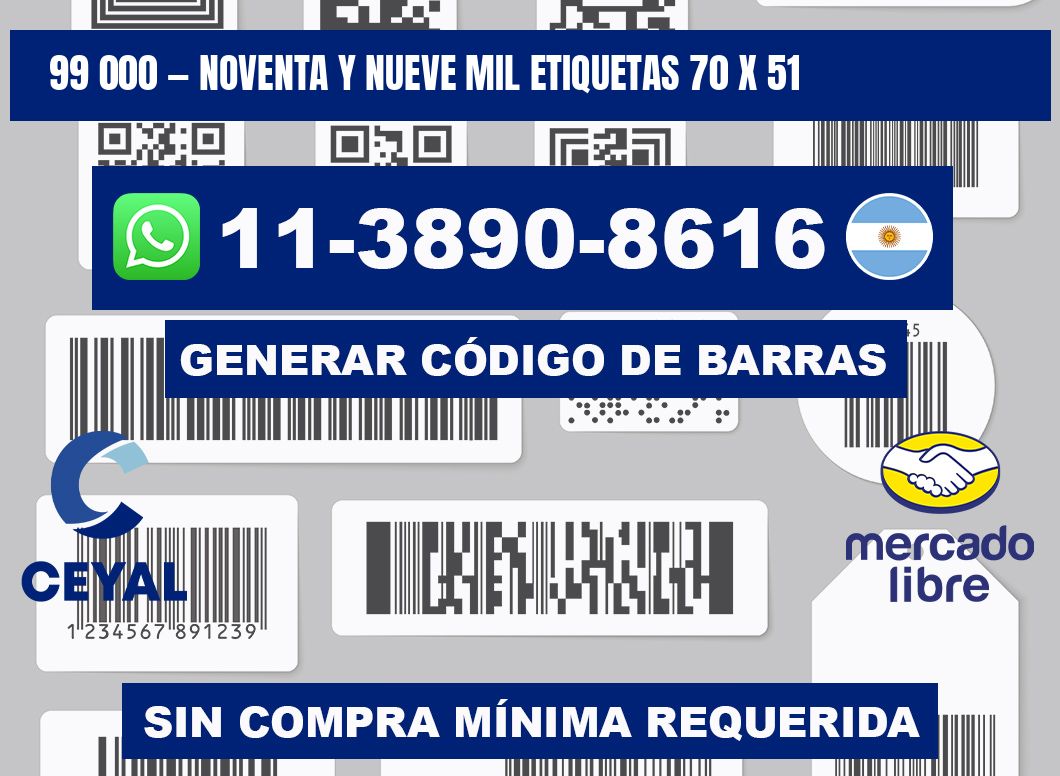 99 000 — noventa y nueve mil etiquetas 70 x 51
