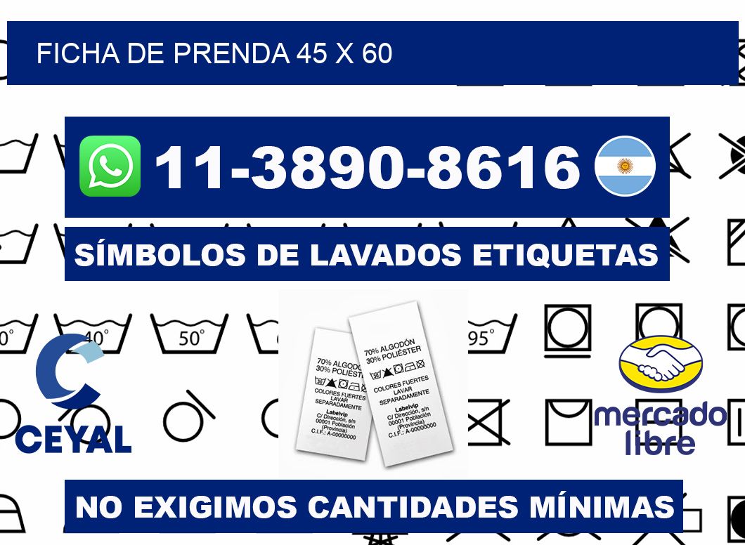 Ficha de prenda 45 x 60