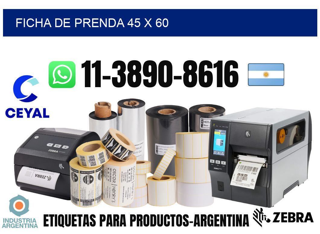 Ficha de prenda 45 x 60