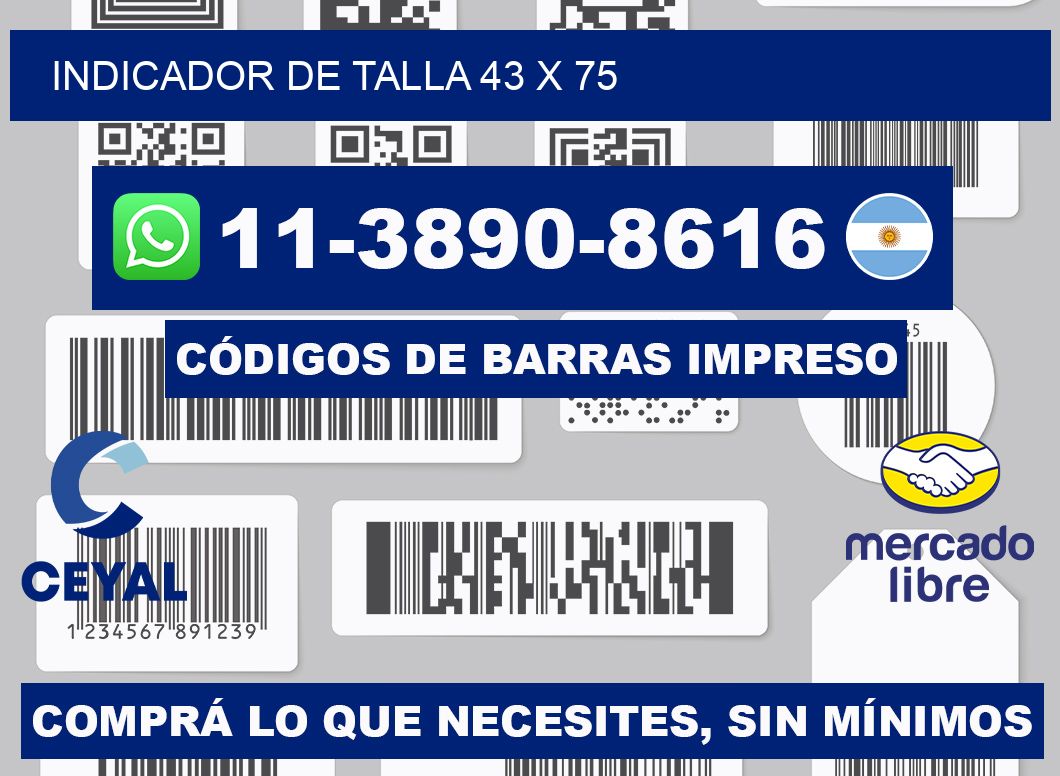 Indicador de talla 43 x 75