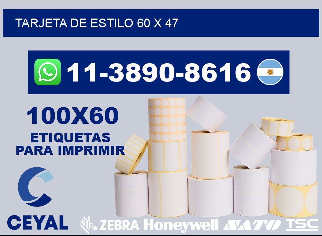 Tarjeta de estilo 60 x 47