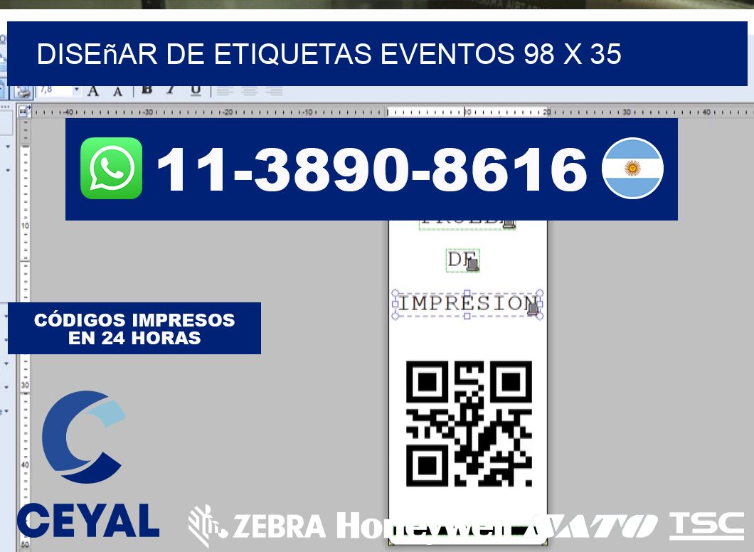 diseñar de etiquetas eventos 98 x 35