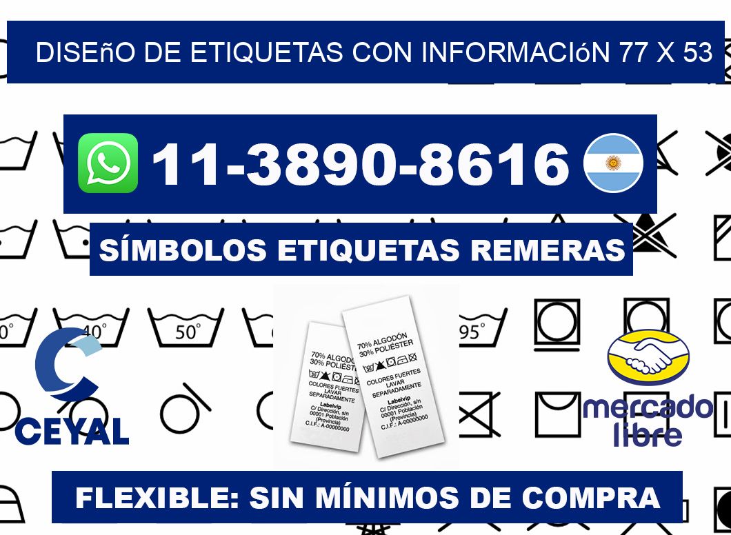 diseño de etiquetas con información 77 x 53