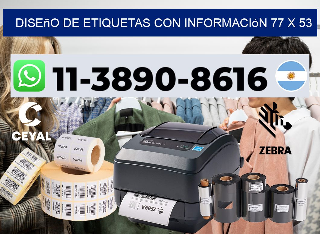 diseño de etiquetas con información 77 x 53