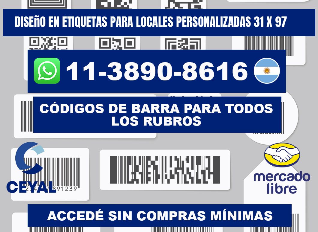 diseño en etiquetas para locales personalizadas 31 x 97