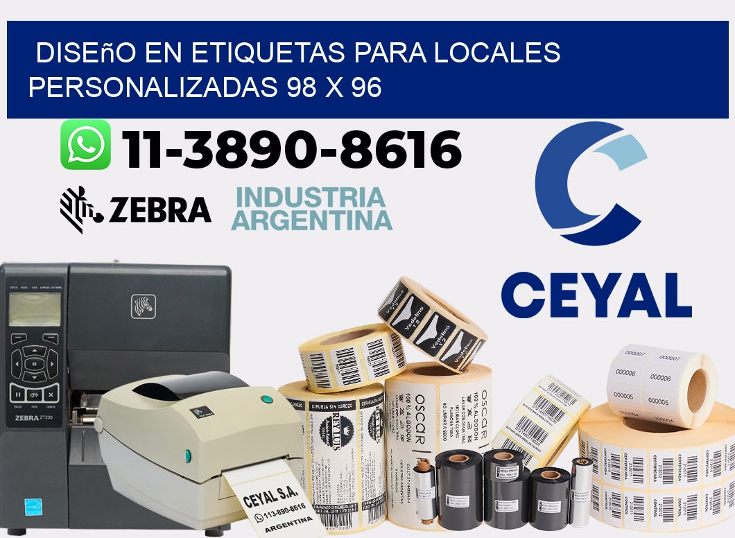 diseño en etiquetas para locales personalizadas 98 x 96