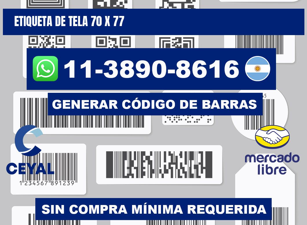 etiqueta de tela 70 x 77