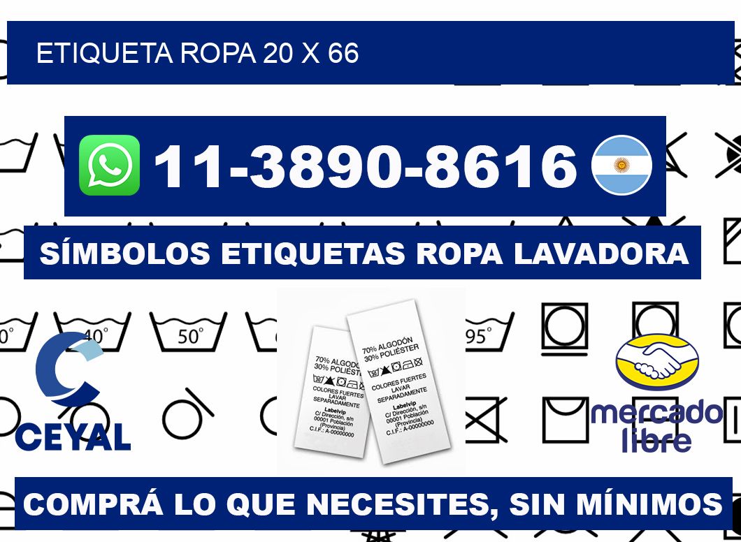 etiqueta ropa 20 x 66